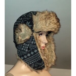 Dakota Dan Trapper Hat Southwest Aztec Tribal Faux Fur One Size Clasp